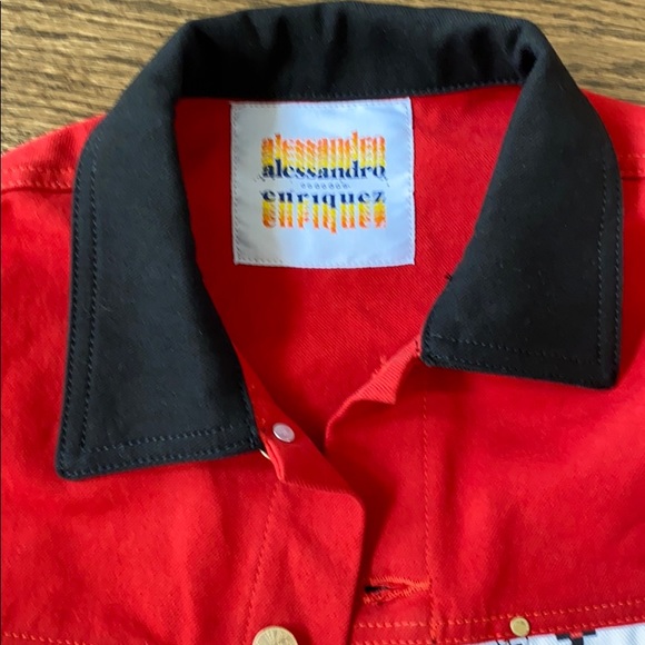 Black and red denim jacket - Picture 2 of 2